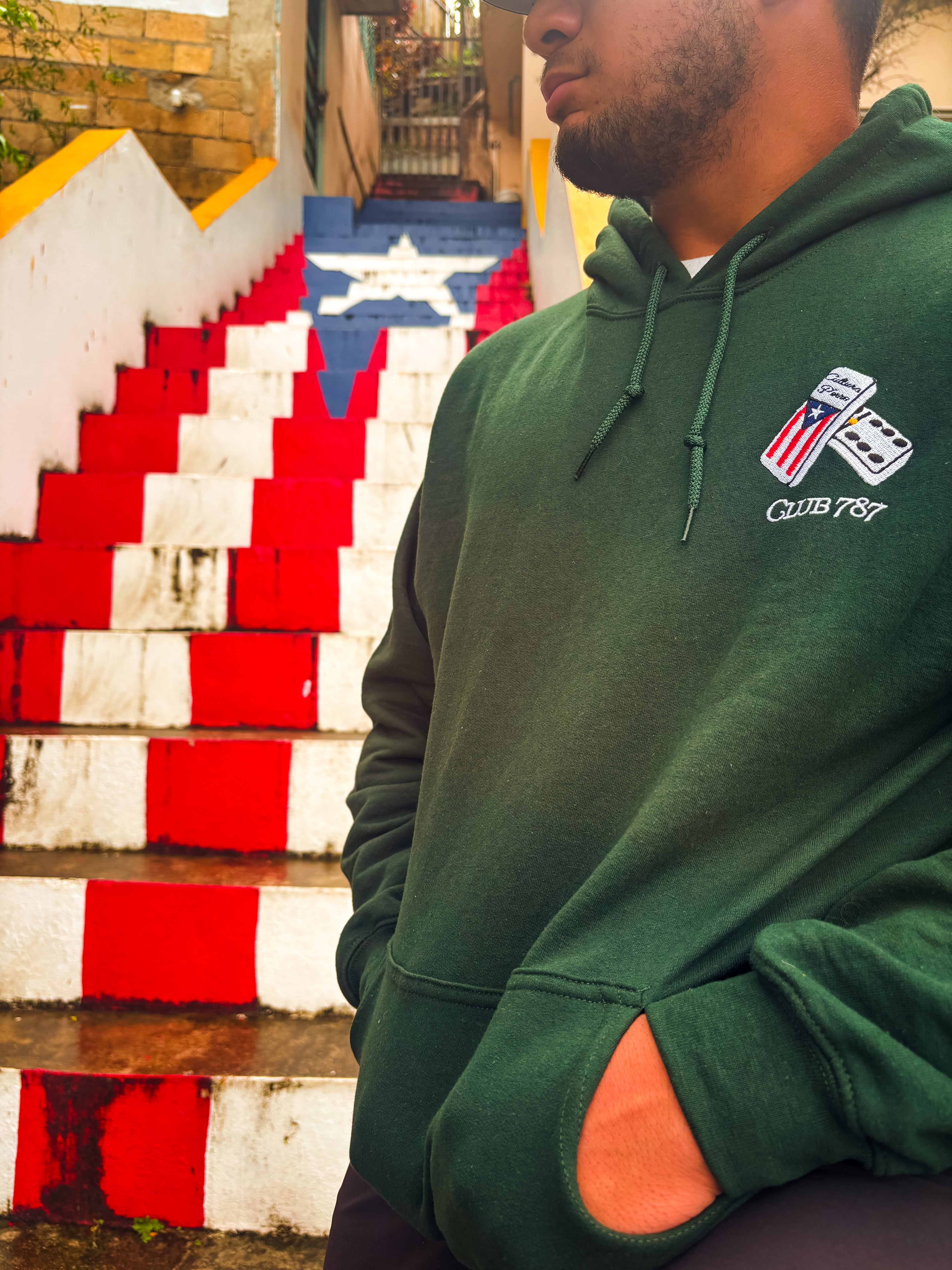 "Club 787 Domino" Hoodie "Forest Green"